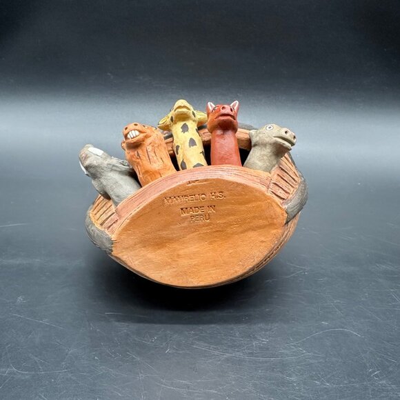 Noahs Ark Clay Figurine Folk Art Decor Maurelio Peru Animals Bible Religious - Picture 7 of 11